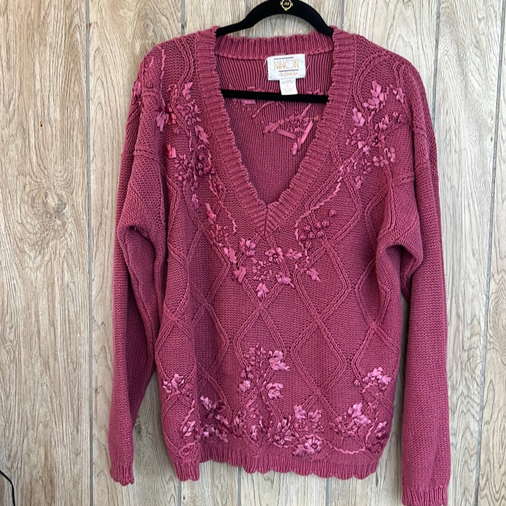 Beautiful vintage ninon ribbon sweater L